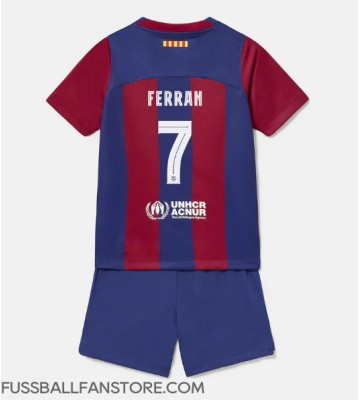 Barcelona Ferran Torres #7 Replik Heimtrikot Kinder 2023-24 Kurzarm (+ Kurze Hosen)